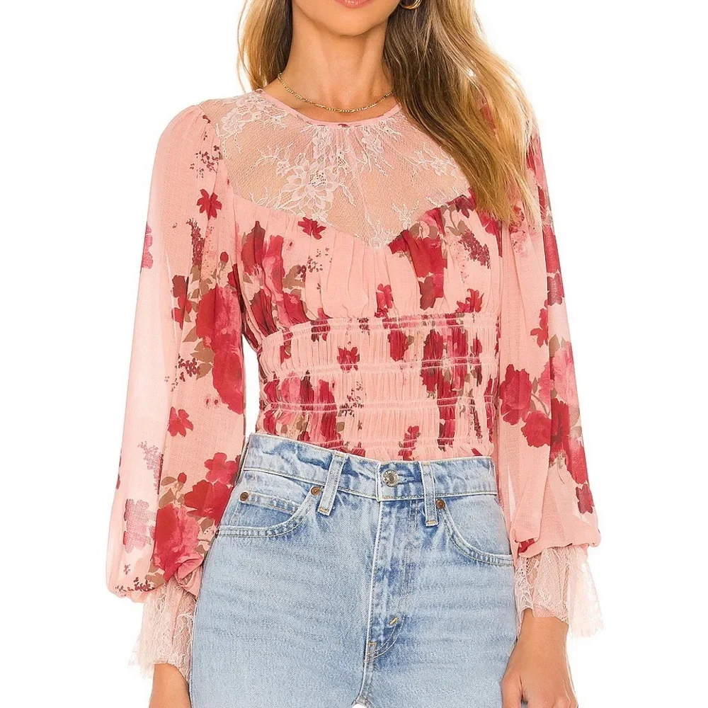 NWT Free People Daphne Blouse In Romantic Combo